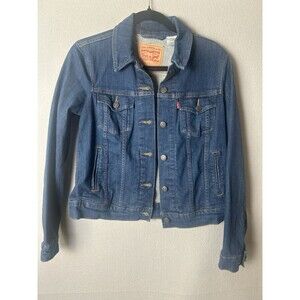 Levis Women’s Denim Jacket Blue Trucker Jean Western Cowgirl Grunge Biker Sz M